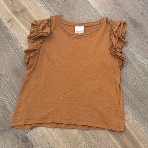 Industry Ruffle Sleeve Short Sleeve Pima Cotton Tee - Rust